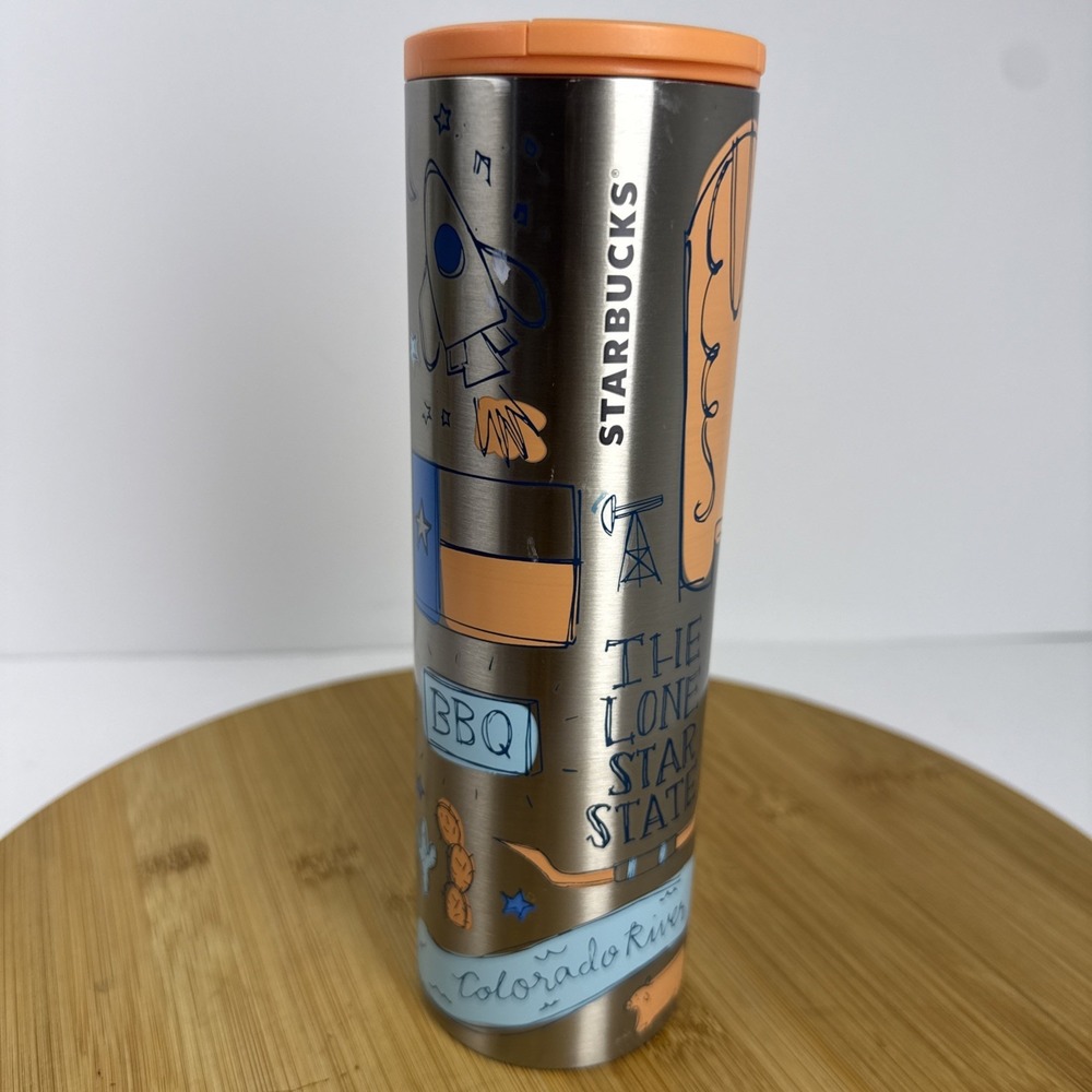 Starbucks‎ TEXAS Travel Tumbler Mug Stainless Steel 16oz Been There 2021 Orange